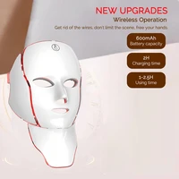 قناع الوجه LED مع الرقبة 7 ألوان العلاج بالضوء قناع الوجه الضوء الأحمر لمكافحة الشيخوخة تجديد جهاز تجميل البشرة سطع 4