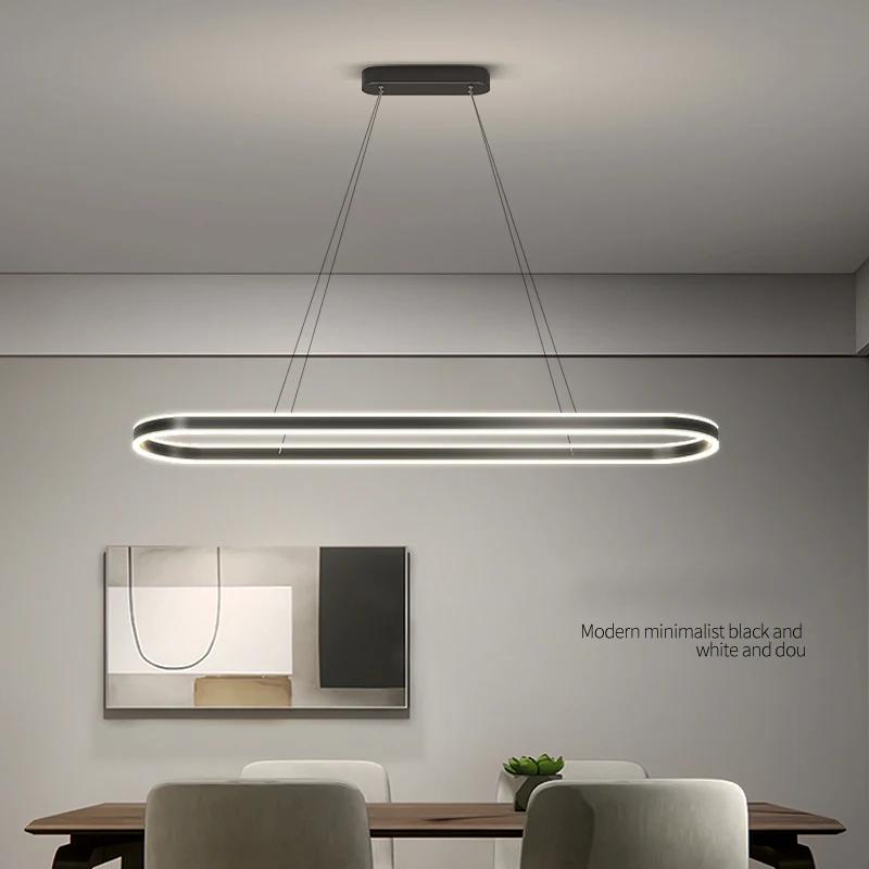 Blanco Simple largo nuevo moderno LED luces de araña sala de estar comedor dormitorio salón decoración lámparas electrodomésticos iluminación