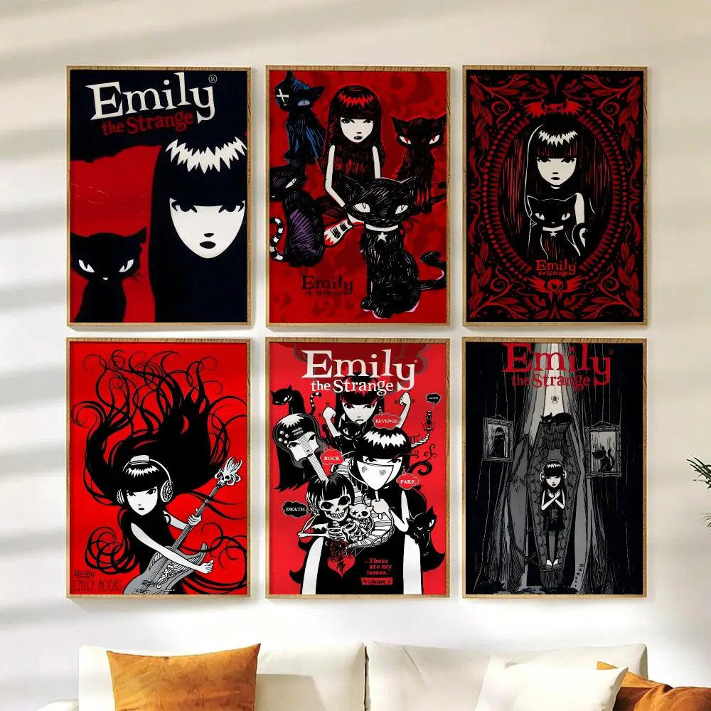 Anime E-Emily the S-Strange Comic book Poster Wall Stickers Painting Self Adhesive Art Decals for Bedroom Living Room Home Decor