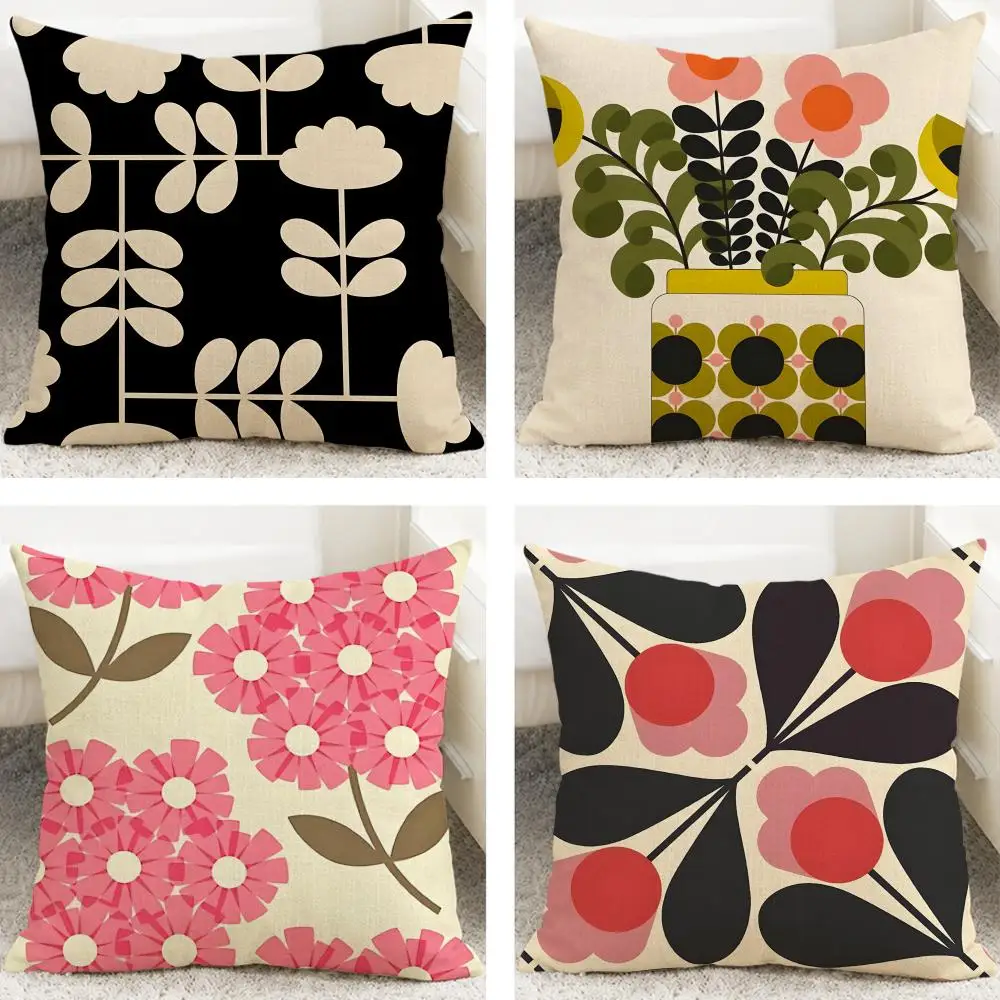 Pattern Orla Kiely Flower Cushion Cover Cushion Covers Natural Linen Breathable Sofa Bedroom Decor Pillowcase
