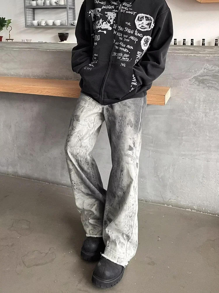 Trashy Y2K 2000S Schlangenmuster Schmutzige Waschung Baggy Jeans Hosen für Männer Kleidung Gothic Vintage Lange Hosen Pantalones Hombre – Detail 12