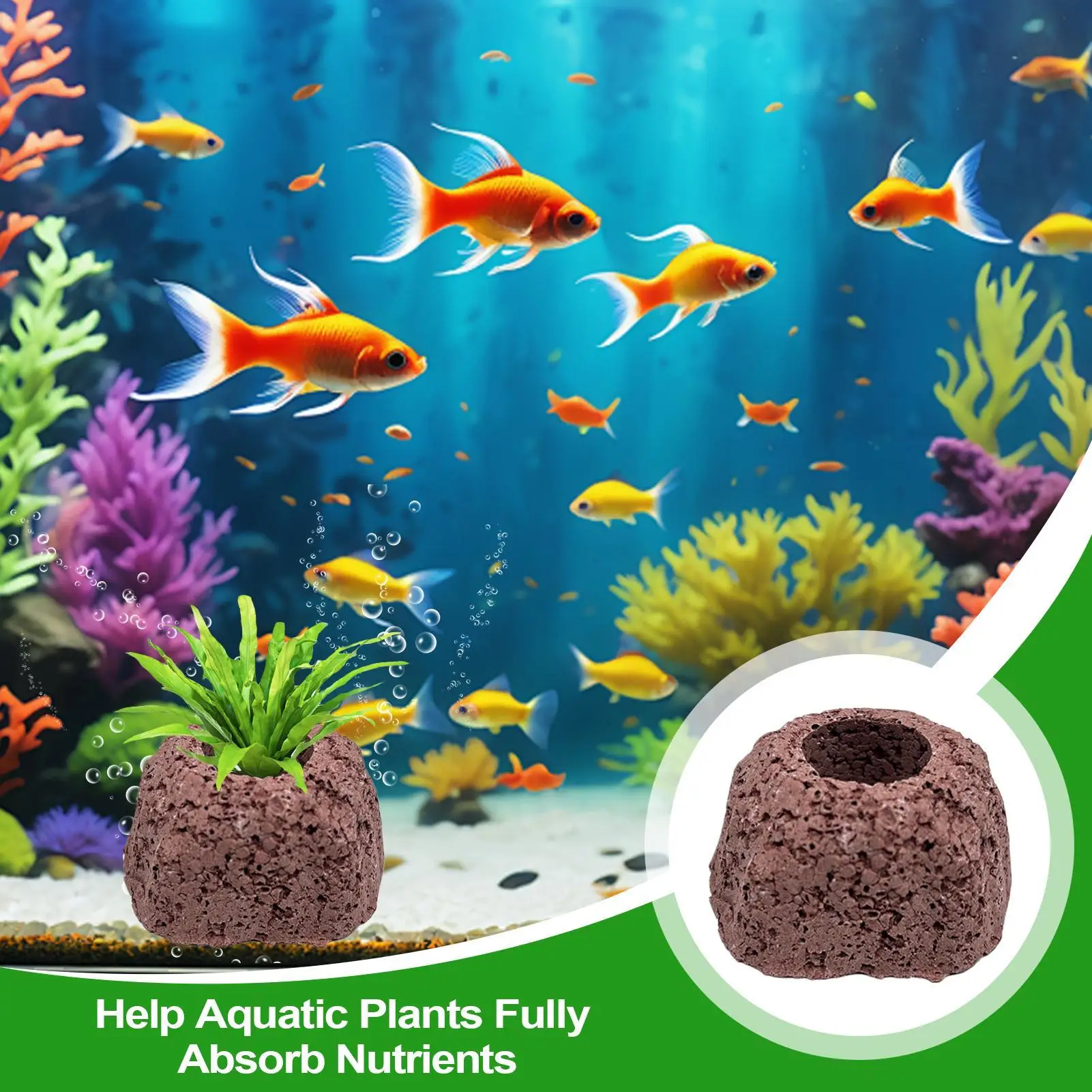 Aquarium Plant Pots Volcanic Stone Oval Ring Decor Aquarium Stones Fish Tank Accessories For Freshwater Shrimp Pond Pool