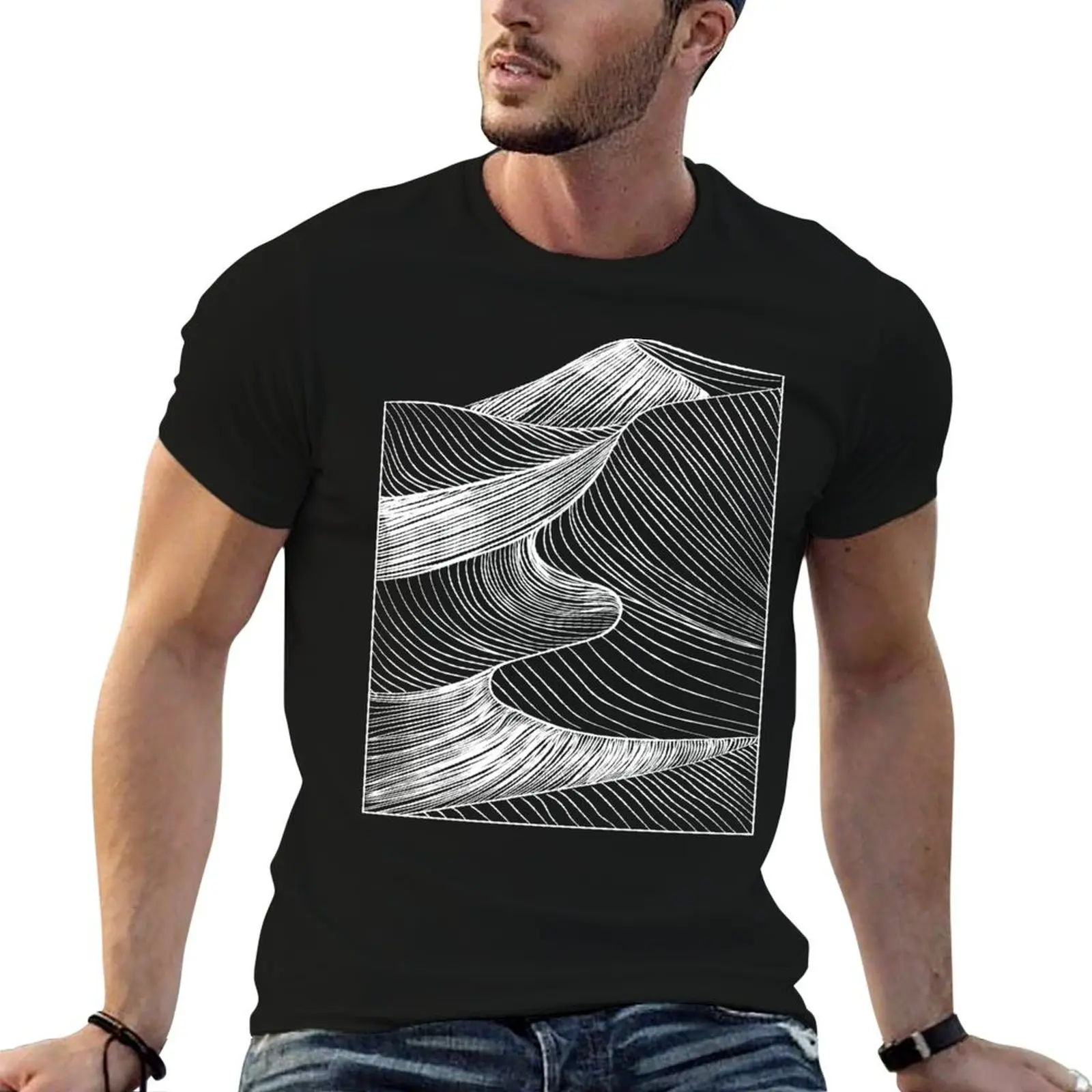 Copy of Large desert sand dunes line art T-Shirt Anti-Perspiration Workout Top