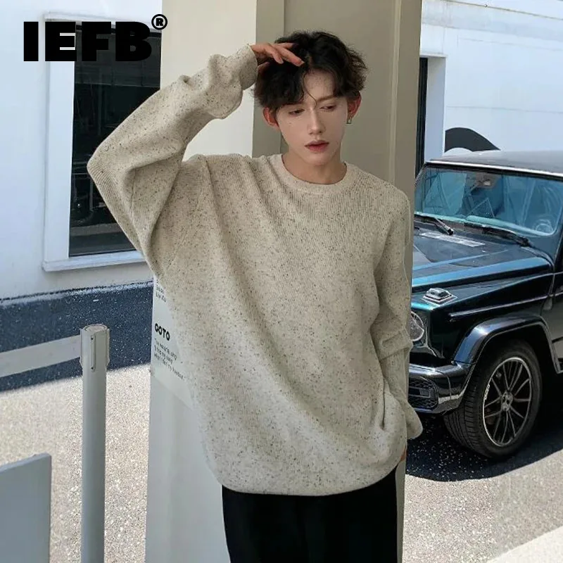 

IEFB Autumn Winter New Sweater Men's Clothes Fashion Knitted Sweaters Comfortable Round Collar Knitted Top 2024 Simple 9C7264