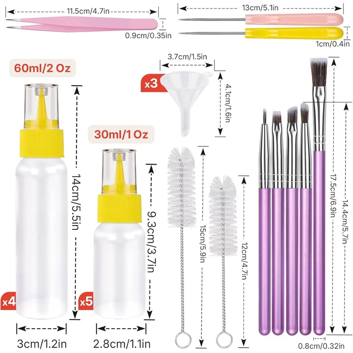 Cookie Decorating Kit,Icing Bottle,Squeeze Writer Bottles (1 and 2 Ounce), Brush for Cake Decorating,Food Coloring Tools