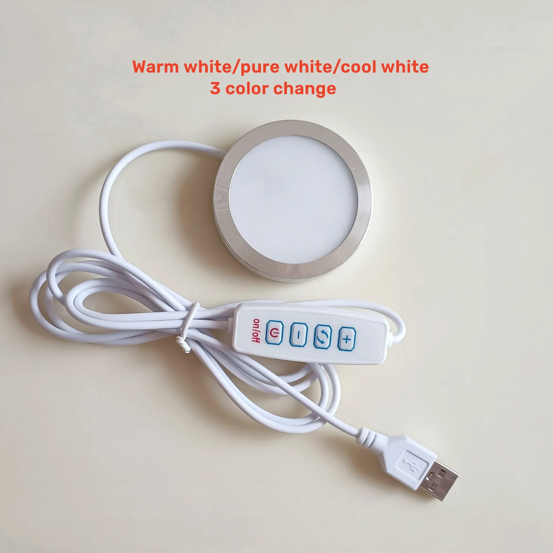 LED Spotlight USB 5V Ultra-thin Cabinet Lamp with 1.5M Dimmer Cable 2W Display jewelry led Spotlig White /neutral/ Warm Light