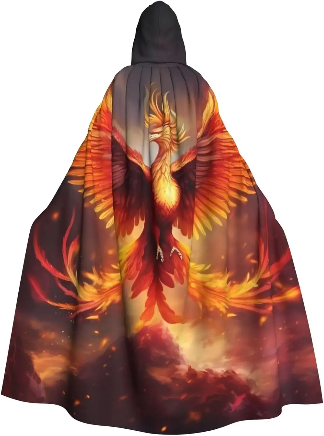 

Dreamy Phoenix Pattern HD Printed Hooded Cloak Witch Medieval Costume Cosplay Halloween Vampire Cloak Fashion Unisex Clothing