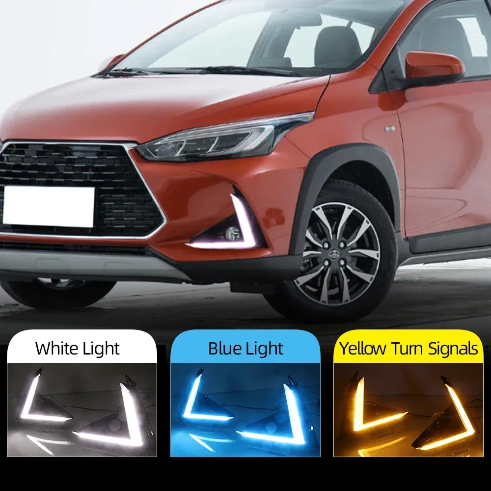 New！ CSCSNL 1 Pair Car DRL LED Daytime Running Light yellow Turn Signal Light Fog Lamp cover For Yaris X 2020