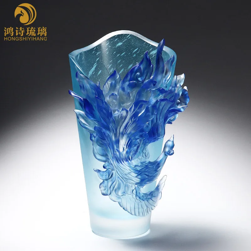 Phoenix glazed vase hydroponic flowers hydroponic plants living room decorative flower arrangement high-end desktop crafts