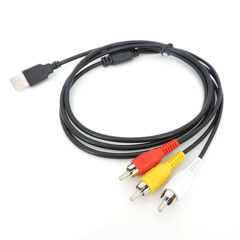 1.5Meter USB A 2.0 male To 3RCA Cable 3 RCA Male connector Coverter Audio Video lead Cable Television Adapter Wire A/V TV DVD Q1