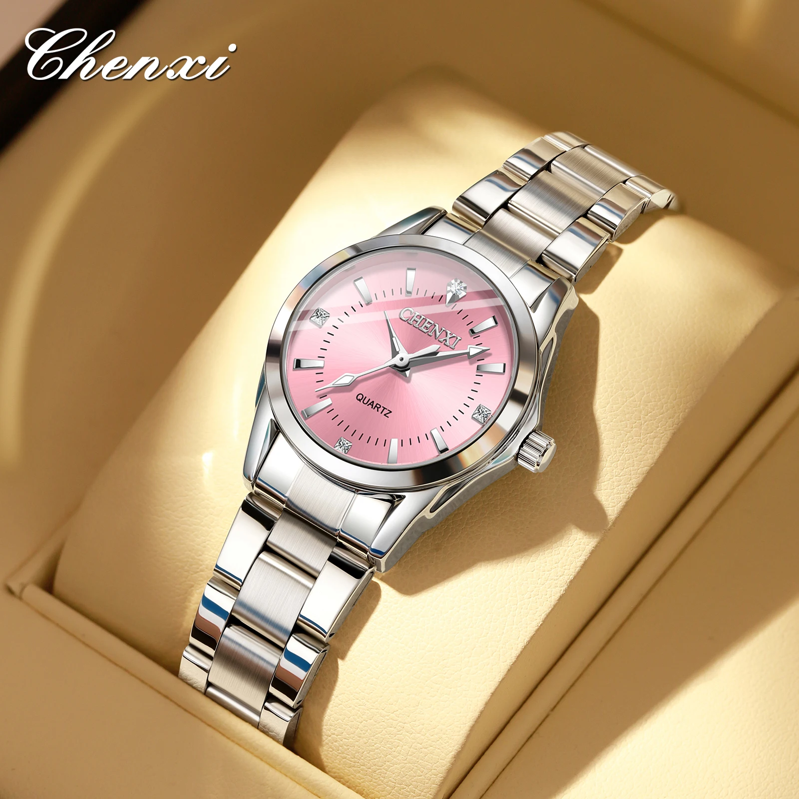 CHENXI 021B Elegant Ladies Quartz Watch Luminous Simple Silver Stainless Steel Strap Casual Business Women's Watches reloj mujer