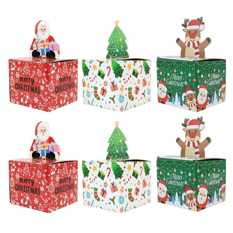 Christmas Surprise Box With Santa Claus Reindeer New Year Navidad Gift Packaging Box Christmas Event Party Supplies