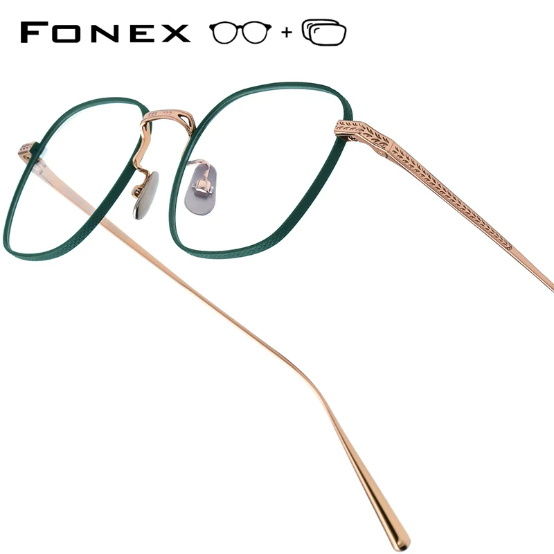 FONEX Progressive Prescription Glasses Photochromic Optical Lenses Eyewear Men Square Myopia Eyeglasses Titanium Frames 015R