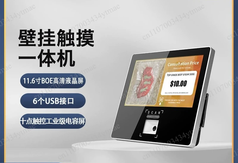 11.6 Inch Touch Screen Terminal Fixed Installation 1D 2D Barcode Scanner Support WiFi Android 11 Win10 System