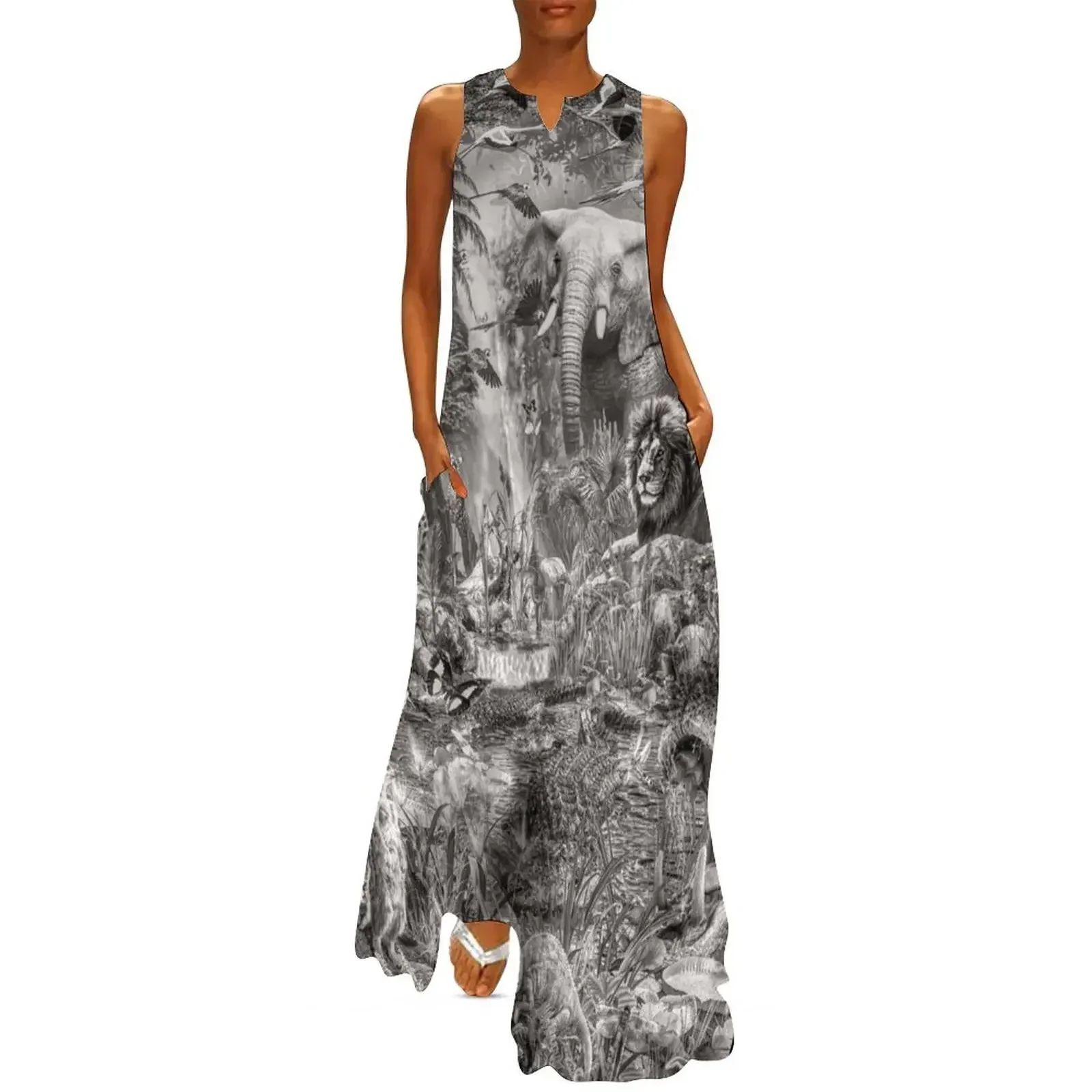 

Into the Jungle Monochrome, Long Dress woman dress women's evening dress 2025 ceremony dresses