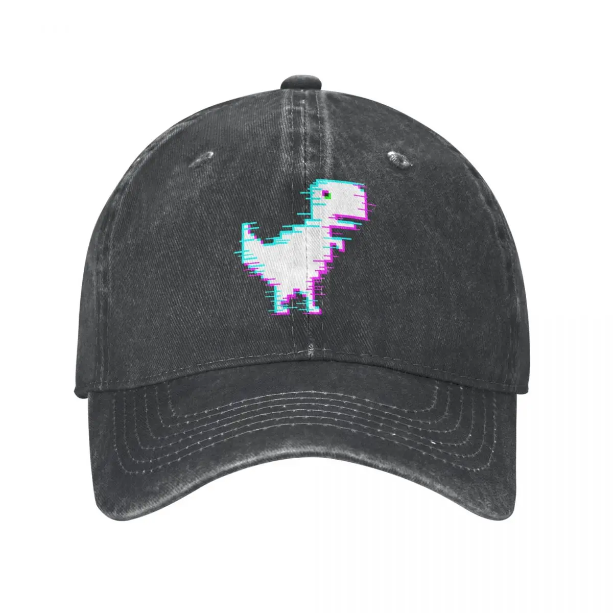 

No Internet Trex Dinosaur Glitchy Effect Baseball Cap Vintage Distressed Washed Headwear Unisex Style Outdoor Hats Cap