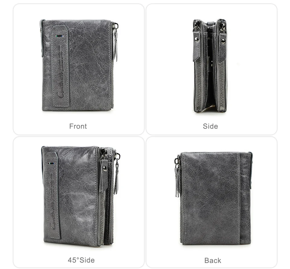 CONTACT'S Damen-Geldbörse aus Echtleder, zweifach faltbar, im Vintage-Stil, mit Münzfach und Kartenfächern – Detail 31