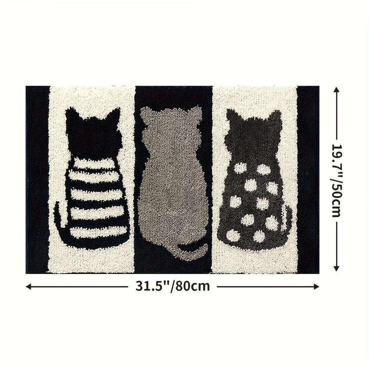 50x80CM Bathroom Rug Mat Extra Soft Absorbent Premium Bath Rug Black and White Cat Series Non-Slip Comfortable Bath Decor Mat