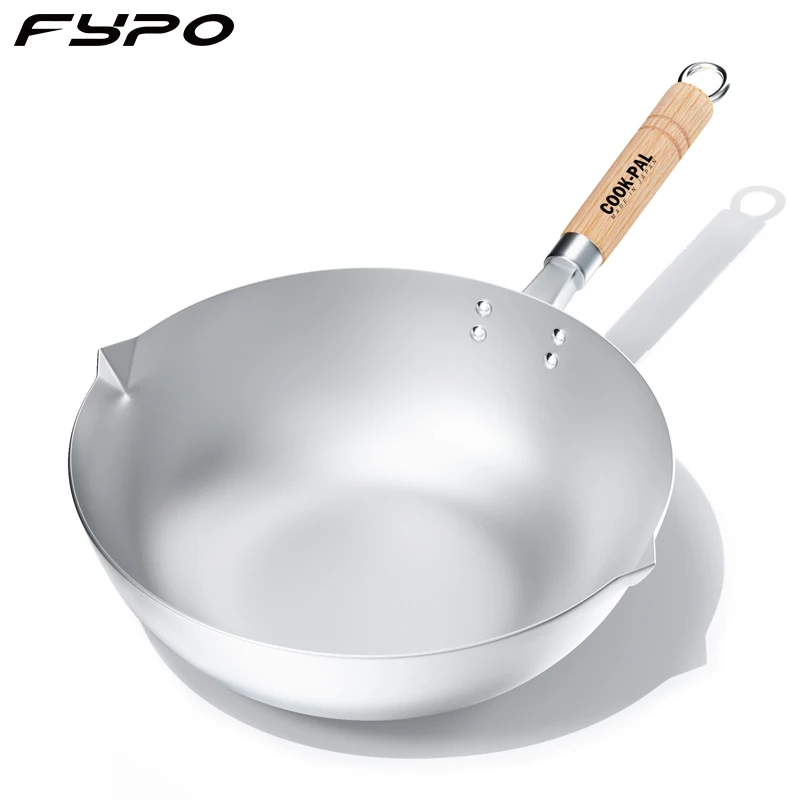 Pure Titanium Frying Pan,Non-stick Wok,Handmade,Cooking Pot for Gas Cooker