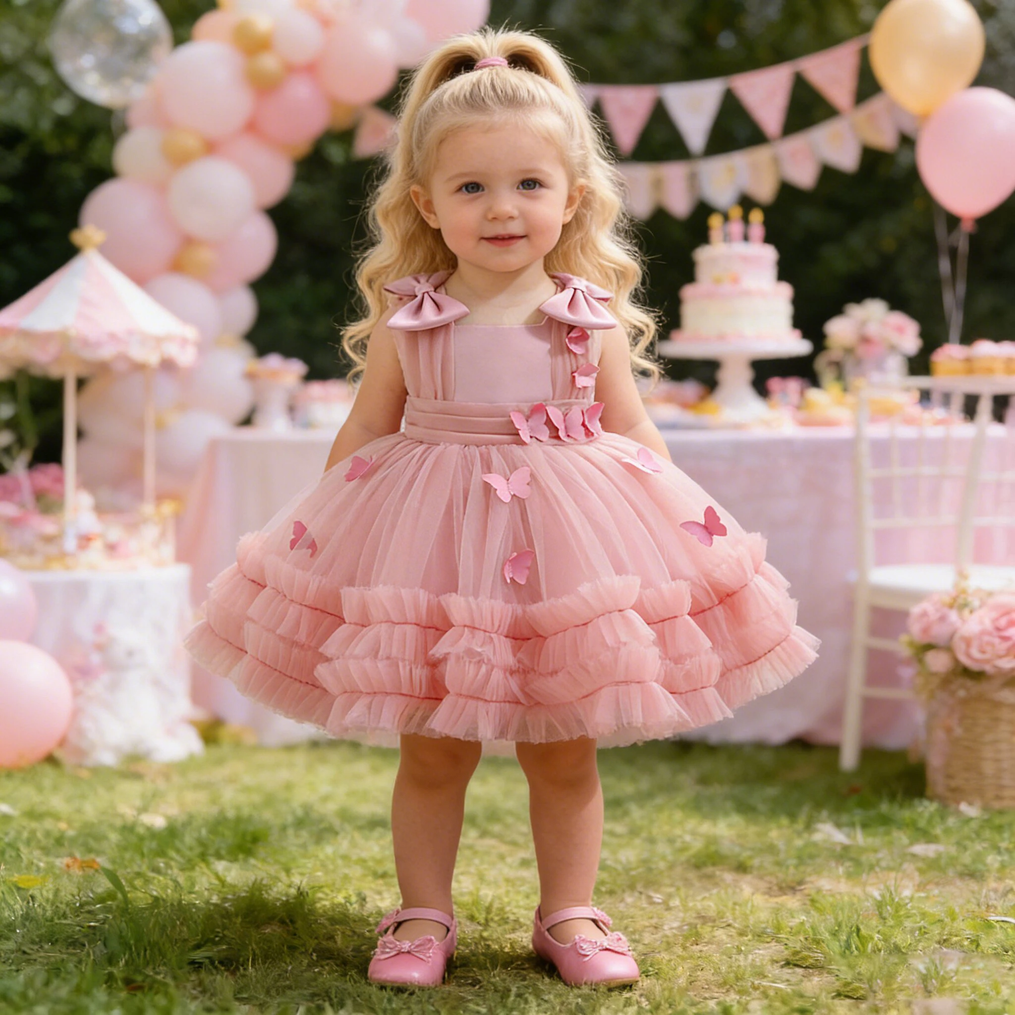 

Элегантное платье для девочек на 1-й день рождения, свадьбу, выпускной, крестильное платье принцессы с бантом, тюлевое платье для малышек