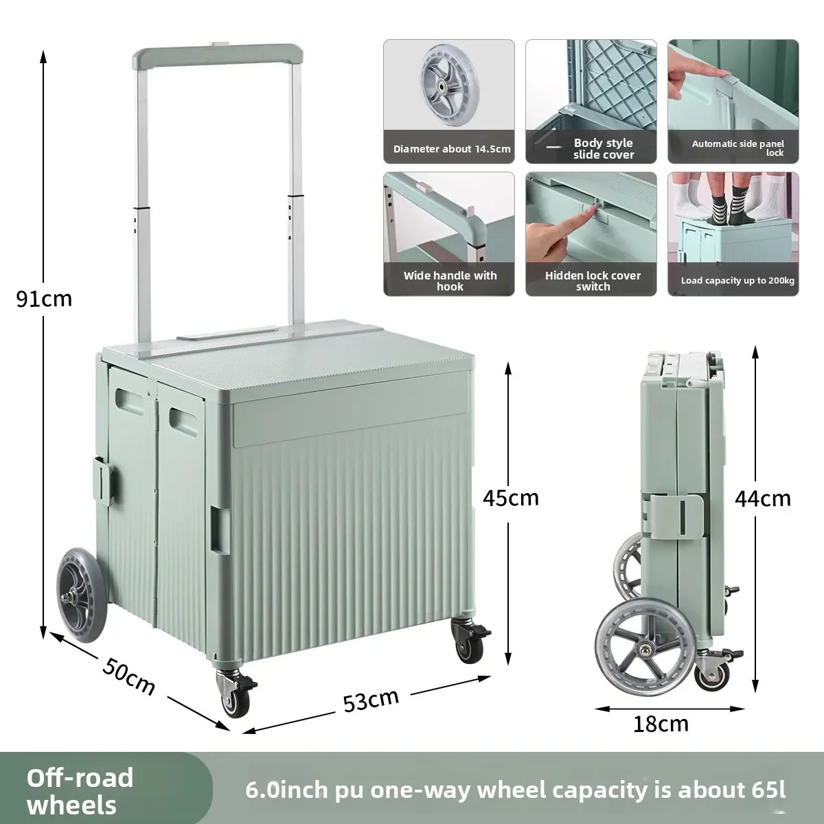 Minimalist Shopping cart folding light carry shopping cart camping trailer hand pull trolley express pull goods home
