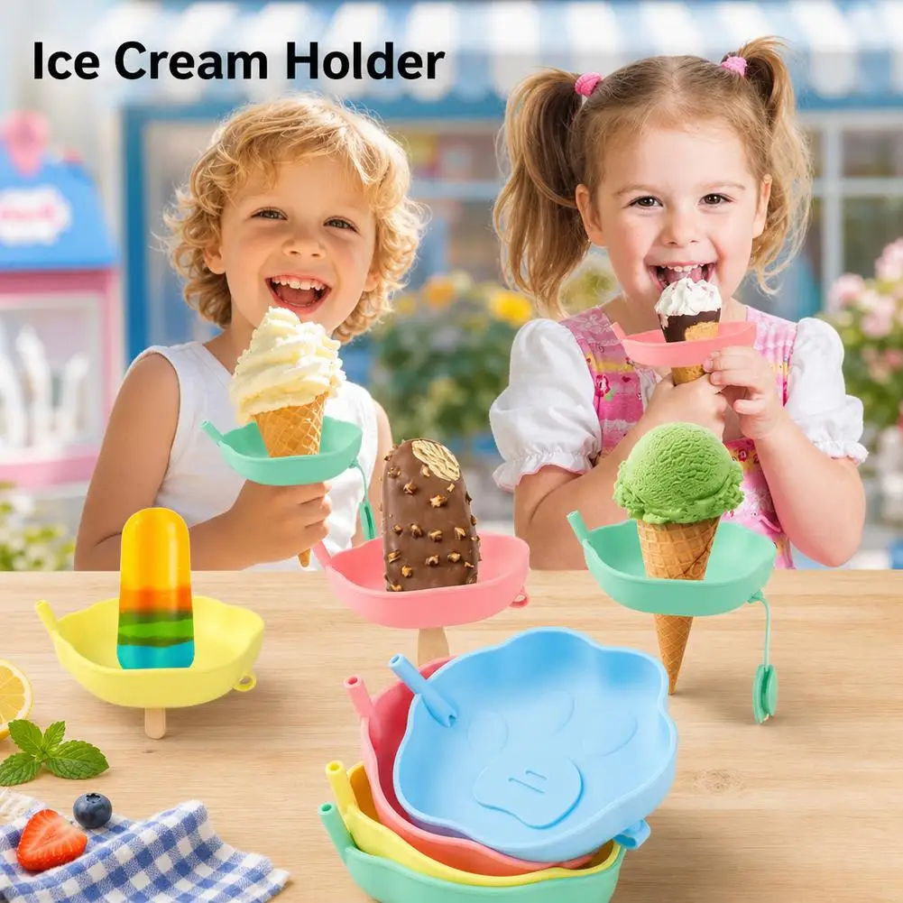Drip Free Popsicle Holder For Toddlers Mess Free Ice Pop Tray With Straw Silicone Ice Cream Catchers For Kids Summer Outdoor Roa