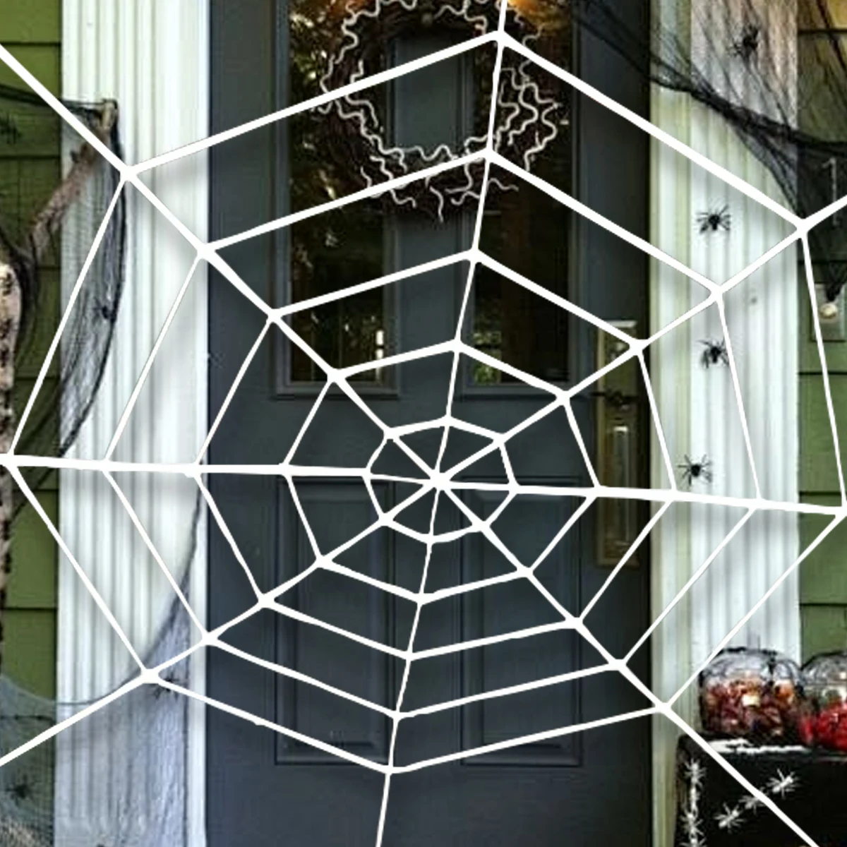 Halloween Giant Spider Web Decoration Black White Giant Stretchy Cobweb Haunted House Scene Ornament Halloween Party Decoration