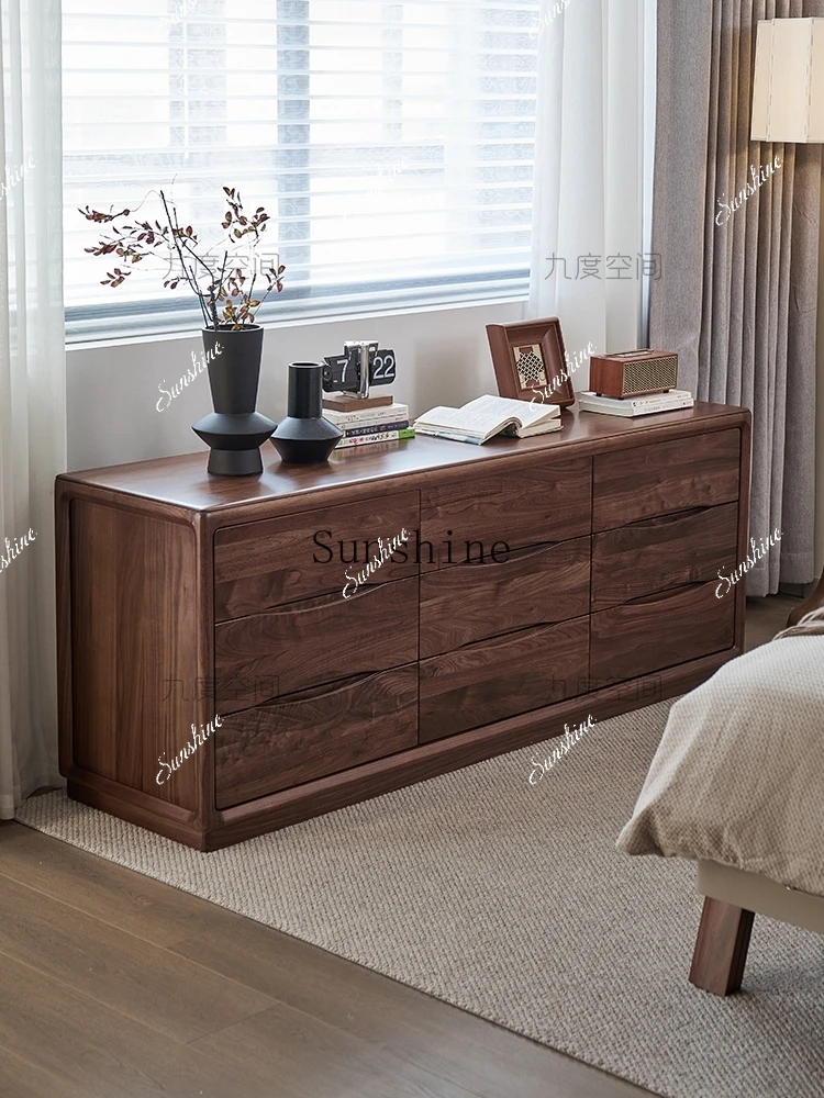 

North American black walnut retro simple nine bucket storage side cabinet FT