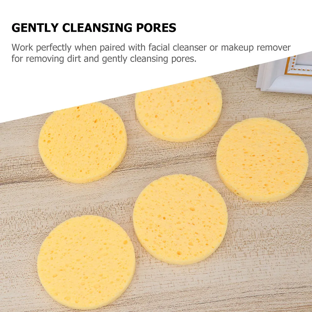 10Pcs Round Facial Cleansing Sponge Natural Cellulose Makeup Removal Sponge Gentle Exfoliator for Face Washing Sensitive Skin view 2