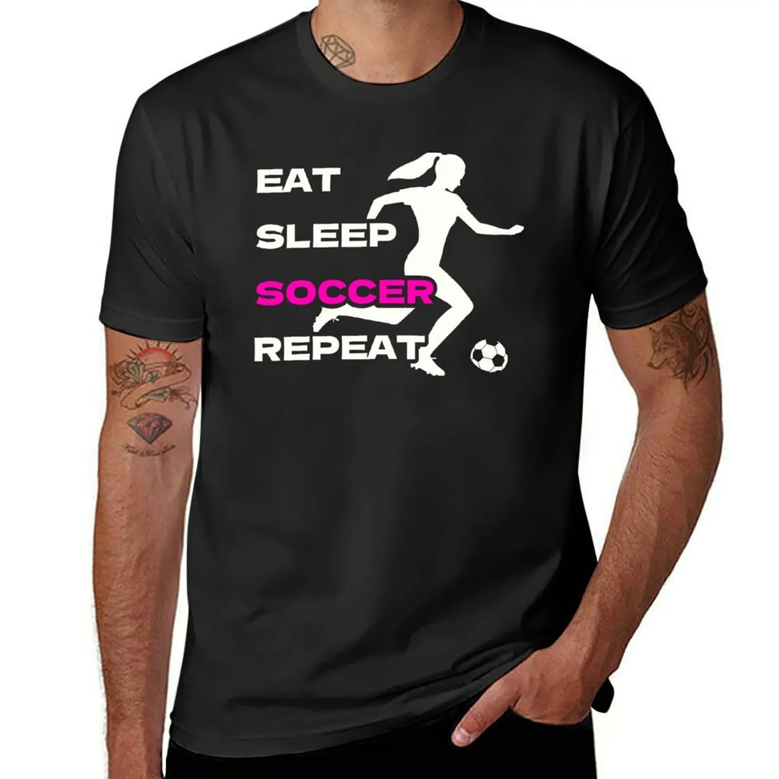 Eat Sleep Soccer Repeat Women Soccer T-Shirt aesthetic clothes cute clothes sweat plus size tops mens funny t shirts