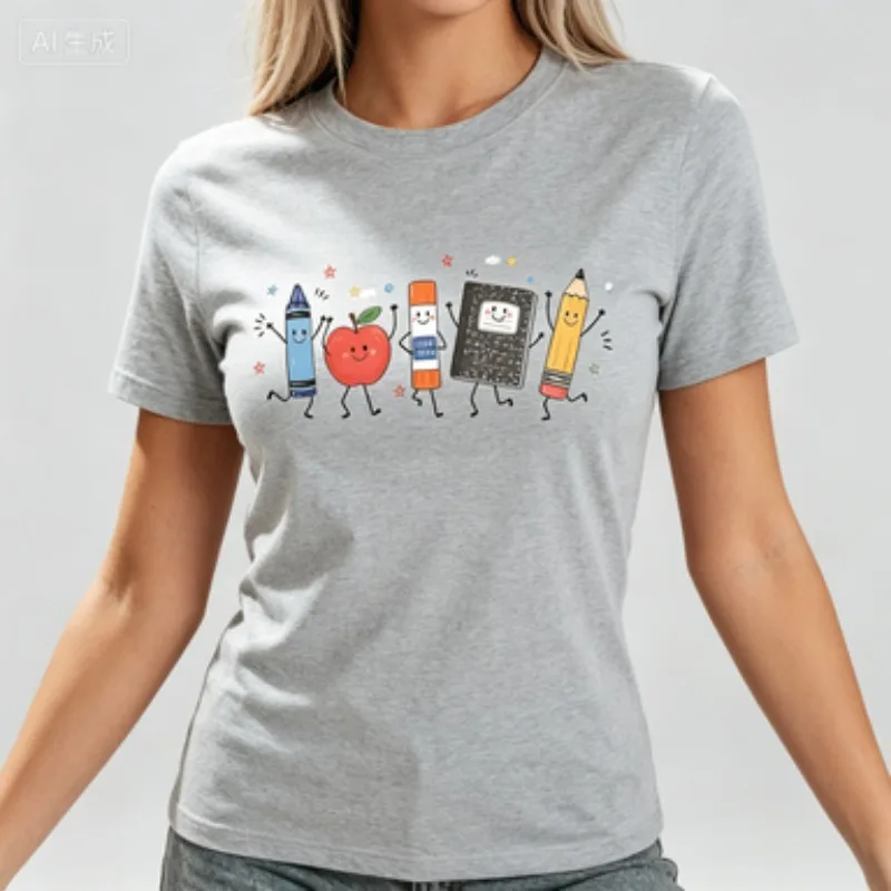 Funny Teacher Life T Shirt Ladies Girls Back To School T-shirt Preschool Teacher Supplies T-shirt Casual Cotton Short Sleeve