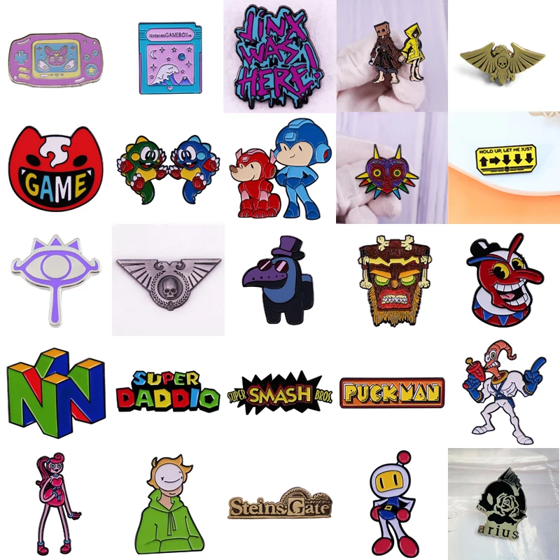 Anime Arcade Spiel Peripherie Emaille Pin Schießen Spiele Abzeichen ARPG Brosche Männer Frauen Mode Schmuck Zubehör Geschenke