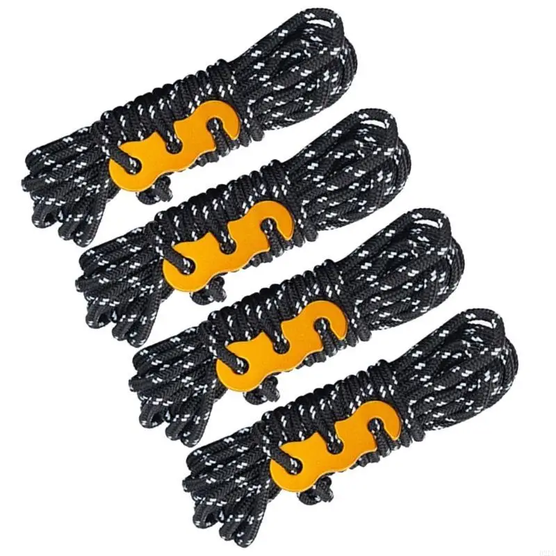  3mm Reflective Tent Guy Rope, 13 Feet Camping Rope Cord Guy Line for Camping Tent Fixation, Travel Backpacks, Outdoor
