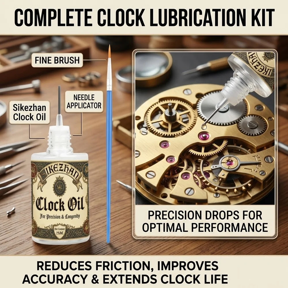 25ml Premium Mechanical Watch Clock Lubricant Oil With Brush Precision Gear Movement Maintenance Anti Rust Noise Reduction Tools