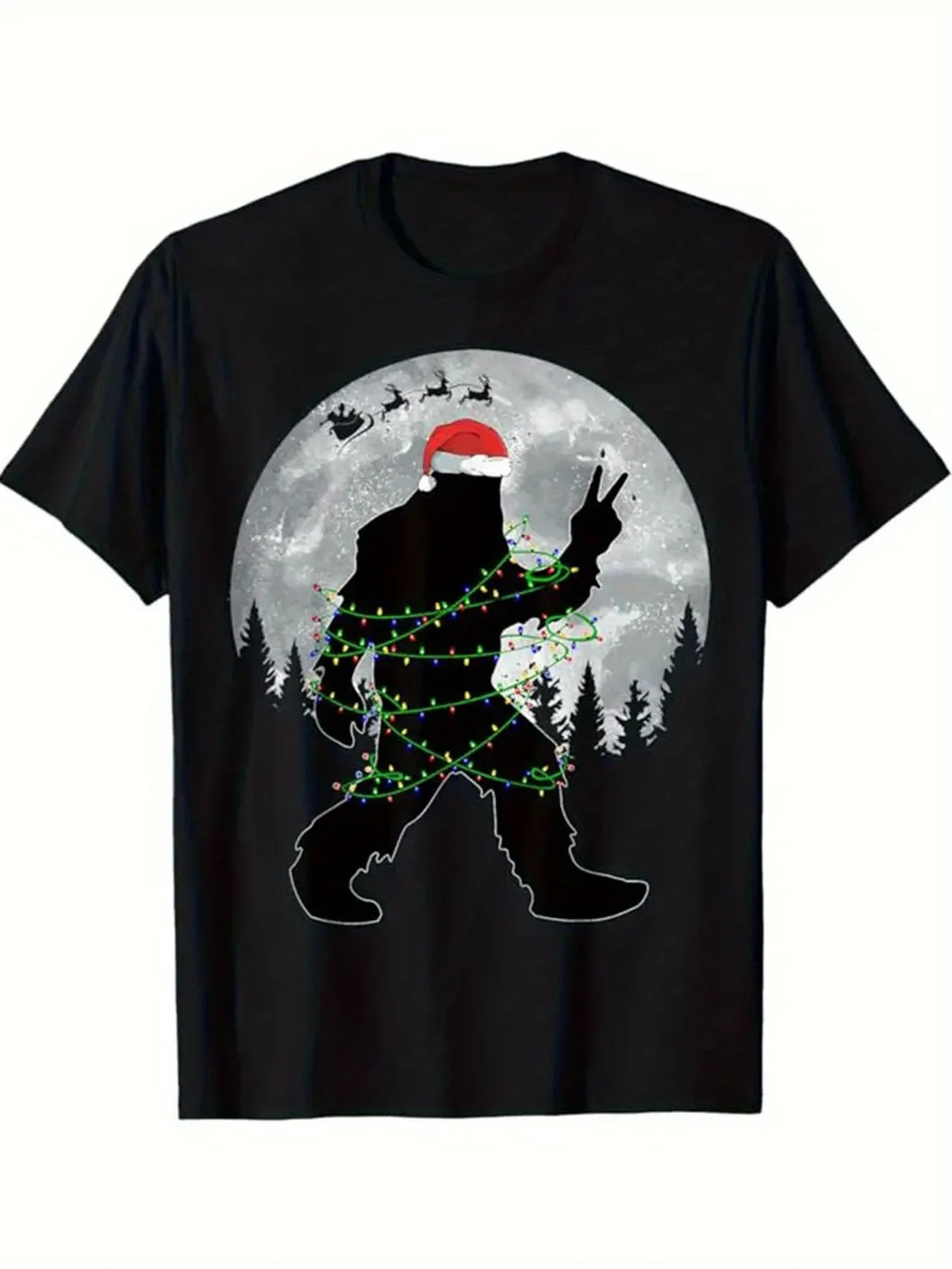 

Men's Festive Christmas Cotton Tee - Round Neck, Short Sleeve, All-Season Casual Fit
