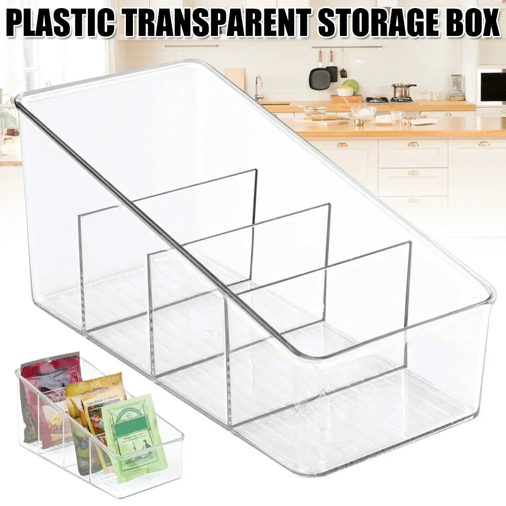 Contenedores de almacenamiento de alimentos de 4 capas, organizador de despensa, cocina transparente de escritorio para refrigerador de mascotas, caja de maquillaje, bolsas de especias