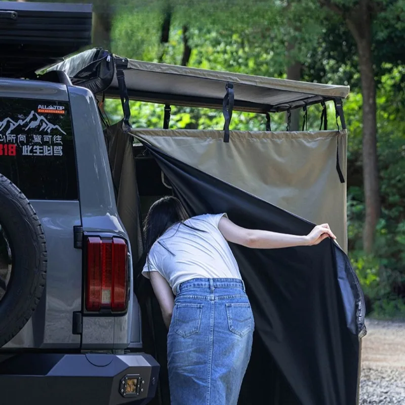 Outdoor Car Side Shower Tent Waterproof Sunshade Folding Portable Camping Washing Bathing Tent for Vehicle Side Use view 4