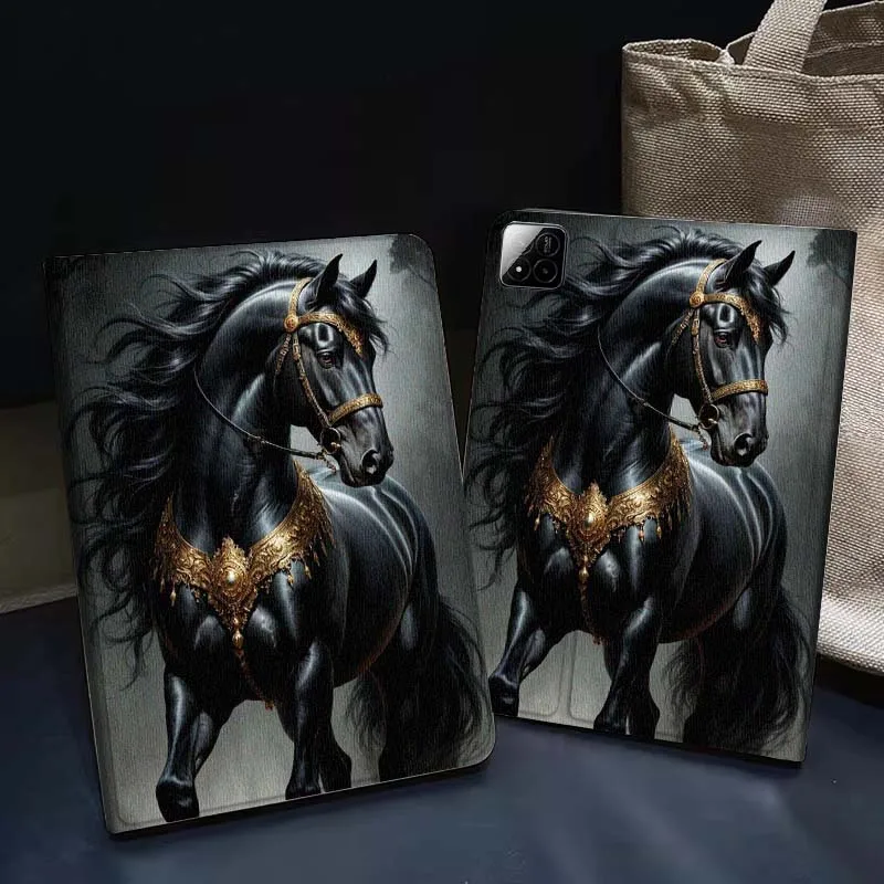 

Black Horse Gold Decor For Xiaomi Redmi Pad 2 7 8 6 6S 5 4 SE Pro 8.8 11 8.7 11.2 12.4 Ultra Plus Max Tablet Case
