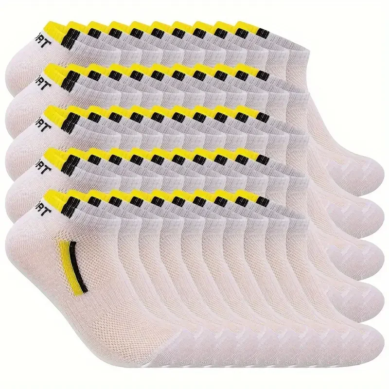 50 pairs of boat socks men's short socks Black waft breathable mesh basketball socks casual wash-in sports socks