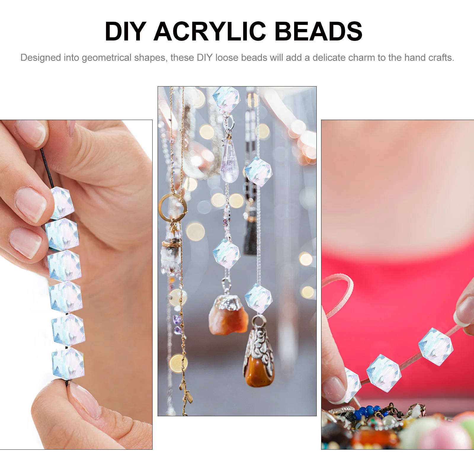 200 szt. Dwukolorowe, malowane koraliki akrylowe do samodzielnego tworzenia biżuterii, materiały do wyrobu naszyjników, bransoletek, ozdób do włosów, koraliki rzemieślnicze.