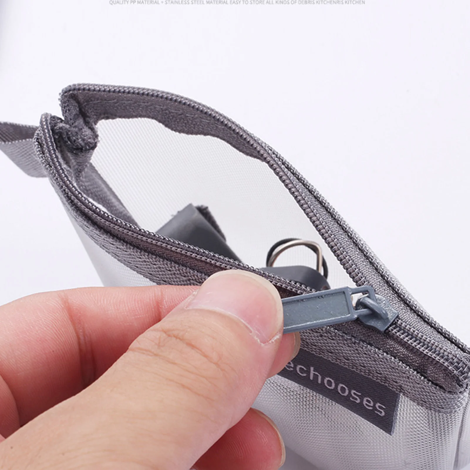 محفظة نقود معدنية على شكل مثلث من النايلون مع نافذة شبكية، حقيبة تنظيم بطاقات المفاتيح ذات سعة كبيرة للسفر للاستخدام اليومي #3