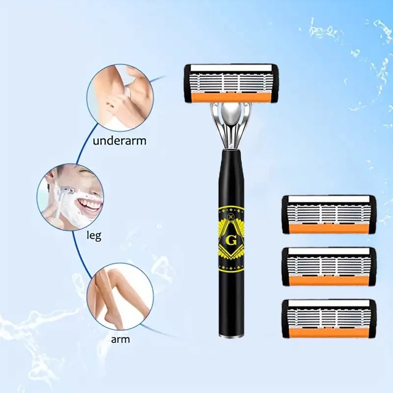 Klassischer Herrenrasierer mit 72 Klingen, progressives Design, glatt und schmerzlos, 2 Griffe, ein tolles Geschenk für Festivals