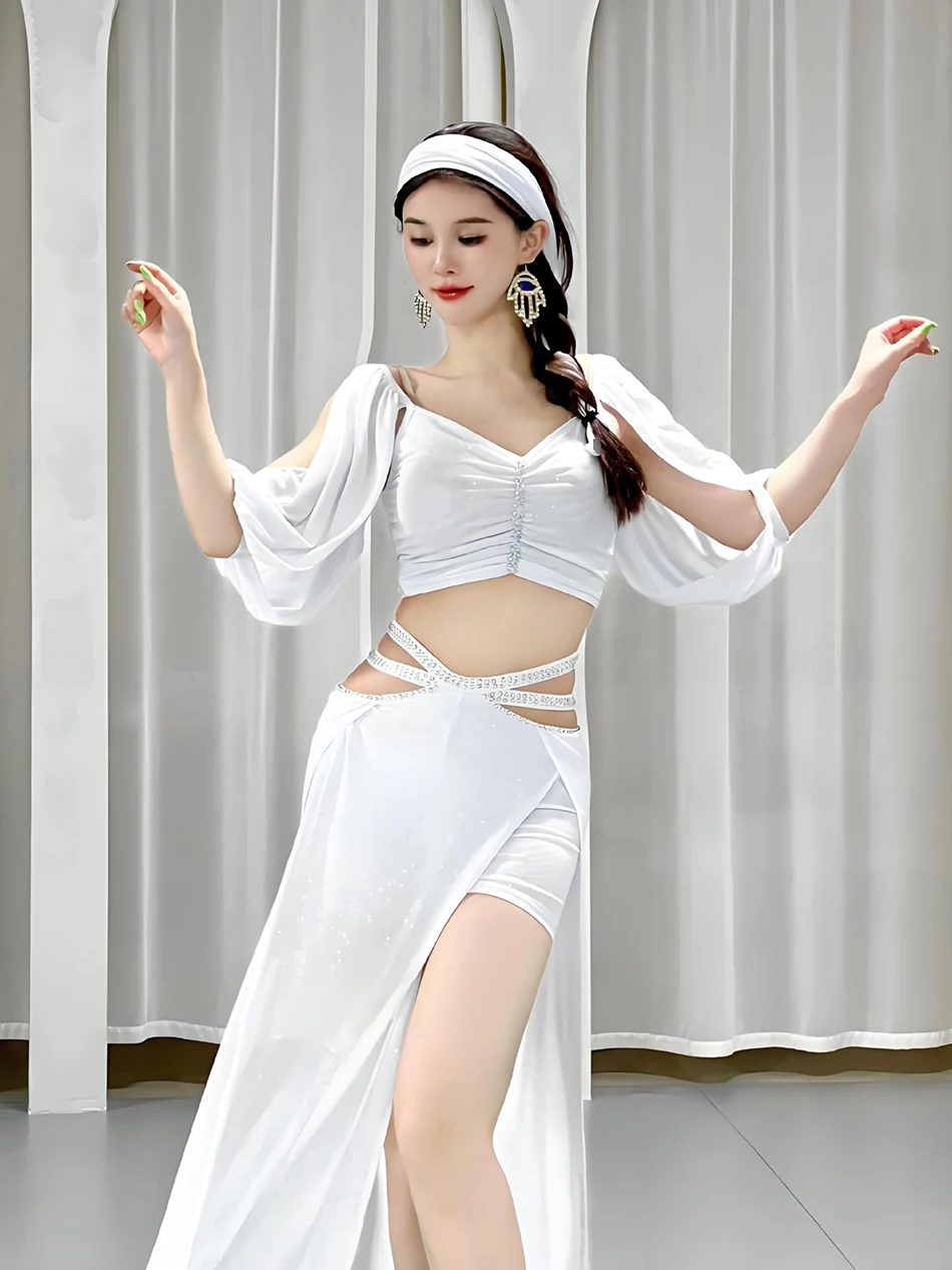 ベリーダンス衣装着用トップとスカート2点セットセクシーなスーツ大人の女性のためのステージパフォーマンス個人練習服