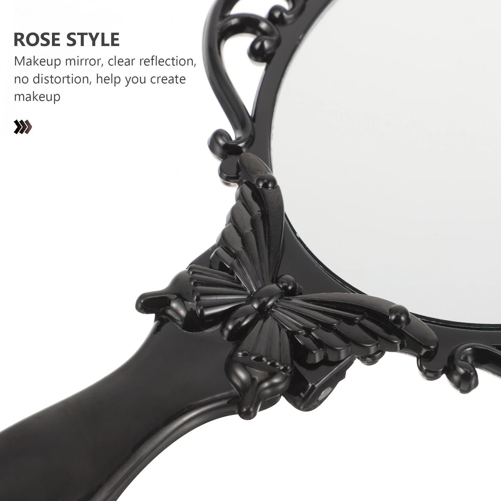 مرآة مدمجة للنساء بتصميم وردي لطيف ومحمول باللون الأسود