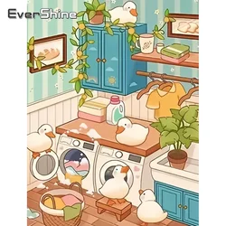EverShine Full Square Round Diamond Painting Duck Craft Kit Embroidery Cartoon Animal New Arrival Mosaic Bathroom Home Decor Set