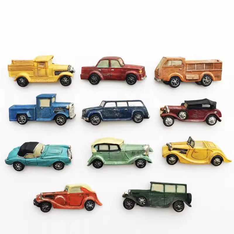 Classical Car 3D Fridge Magnets Resin Creative Refrigerator Magnets Sticker Handicraft Souvenir Gift Home Decoration