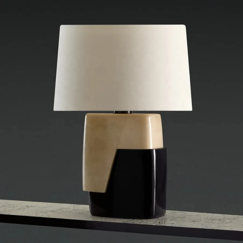 Isola desk lamp natural marble wrapped skin desk lamp raw parchment hotel preading lamp