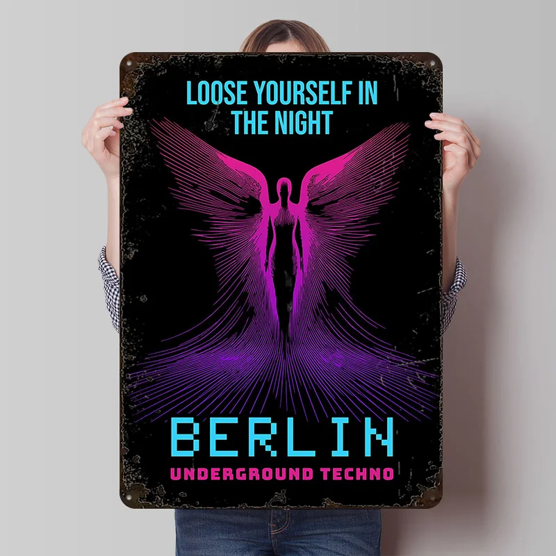 Berlin Underground Techno Music DJ Life Poster Customized Vintage Metal Signs Wall Art Retro Tin Plaque for Wand Deko Home Decor