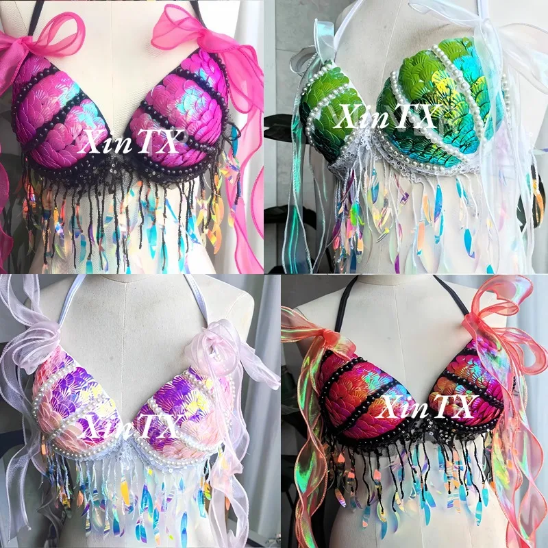 Hot Sexy Bikini Bra Swimsuit Electro Syllable Lace Seduction Bar Reality Show Handmade Mermaid With Decoration Beach Vacation