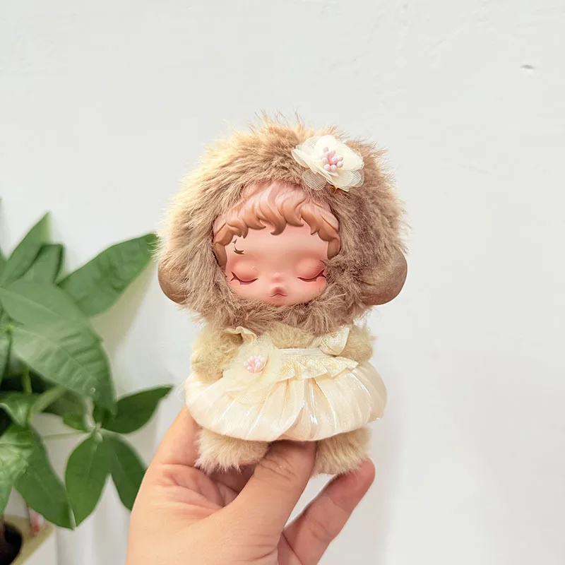 

Clothes For 17cm Skull Panda Light Weaving Garden Series Doll Outfit Shimmering Tulle Pleated Dress With Floral Details